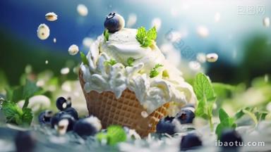 蓝莓奶油甜品冰淇淋酸奶雪糕